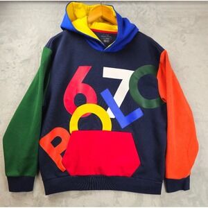 Polo Ralph Lauren Colorblock Hoodie Mens XL Pullover 67 Polo Spellout Logo